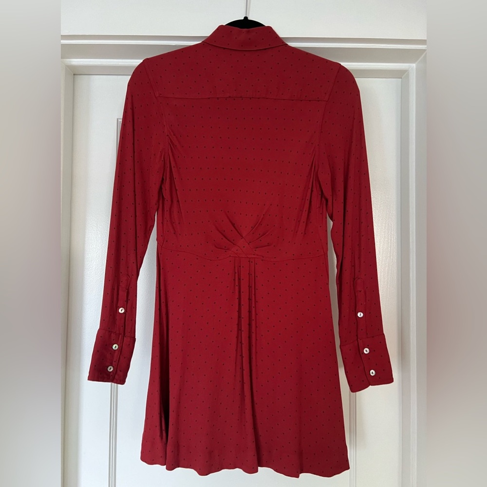 Free People ‘This Town’ Long Sleeve Polka Dot Mini Shirt Dress - Picture 3 of 4